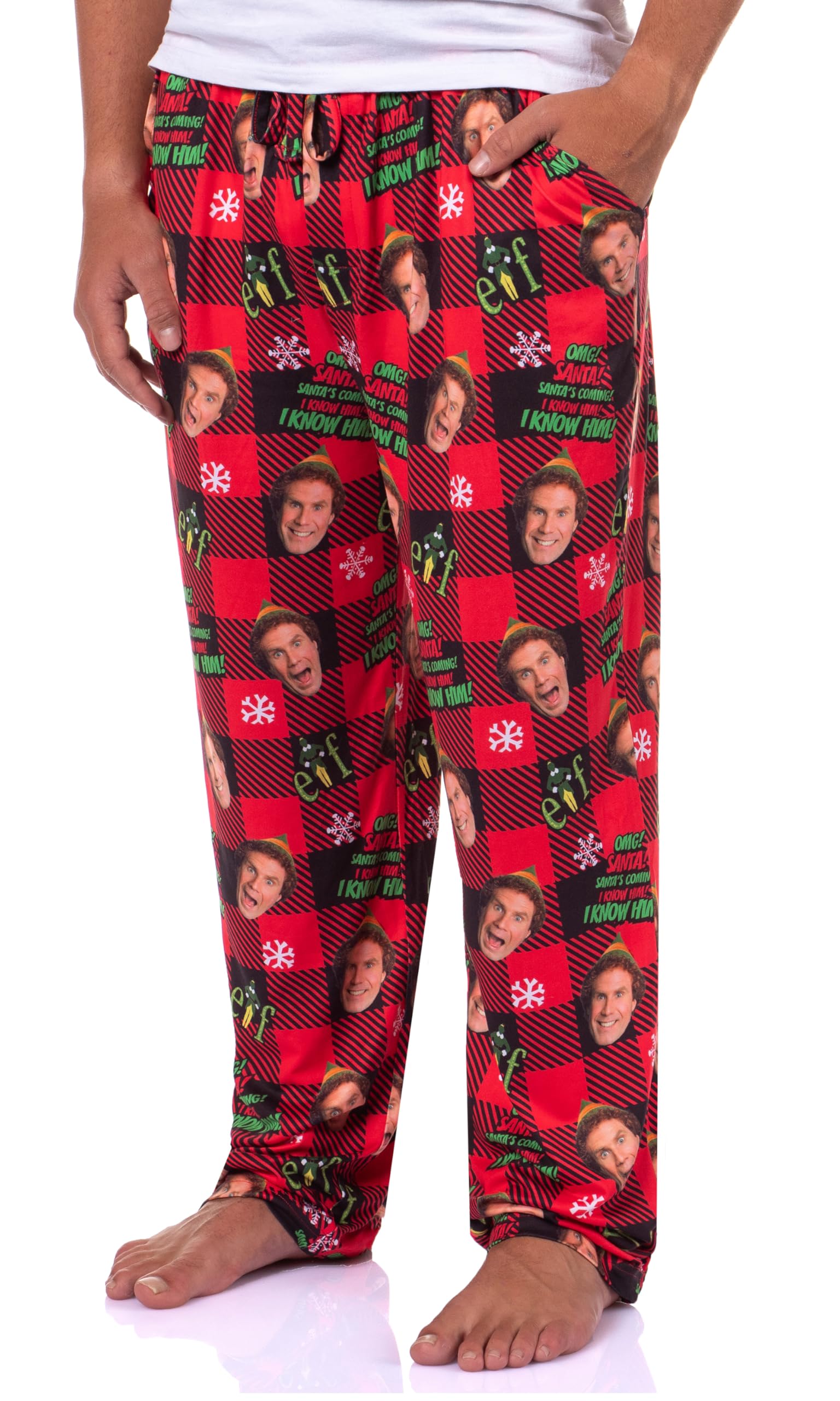 Elf The Movie Men's Santa's Coming! Christmas Tossed Sleep Pajama Pants For Adults-image-28