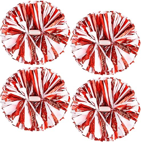 Miniatura 19 de 4 pompones metálicos de animadora mejorados de 12 pulgadas, pompones de animadora de HOLENGS para niños y adultos, pompones de escuadrón de Negro