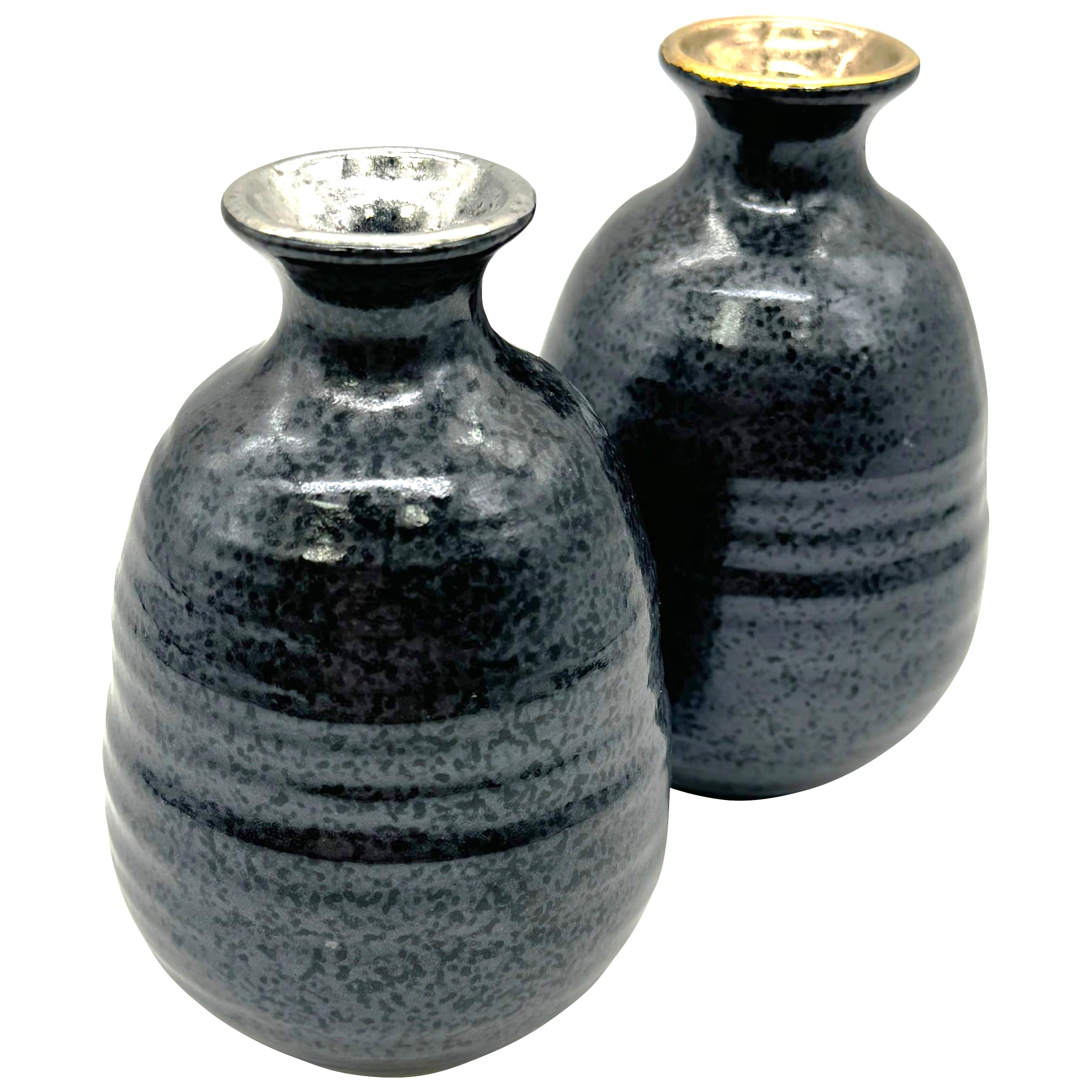 Amazon｜美濃焼 「 プラチナ釉 」 徳利 とっくり 1.5合 酒器 黒釉/銀彩