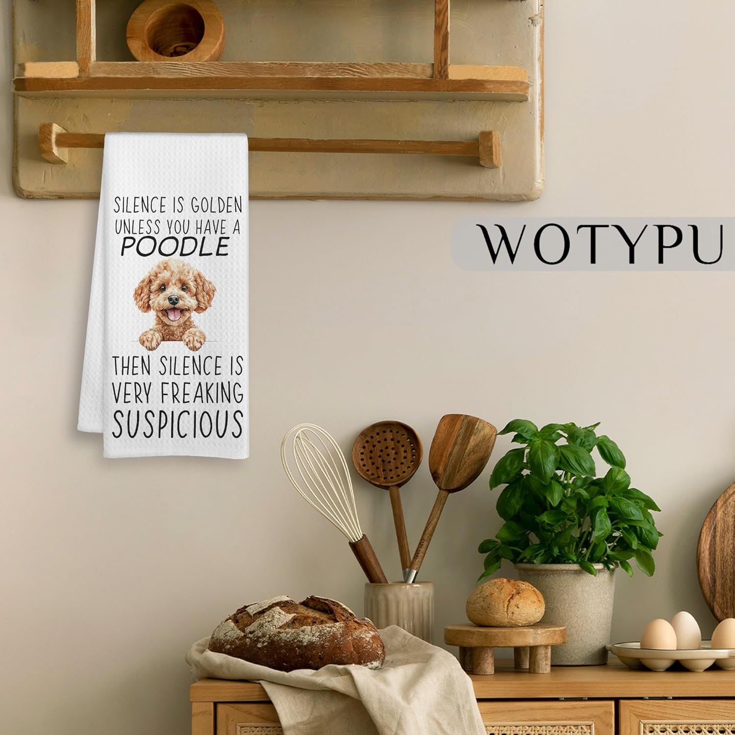 Funny Poodle Gifts Kitchen Towels, Dog Lovers Gifts Dish Tea Towels, Poodle Gifts for Women Men Decorative Hand Towel for Bathroom, Dog Bathroom Decor, 16x24 Inch - Image 4