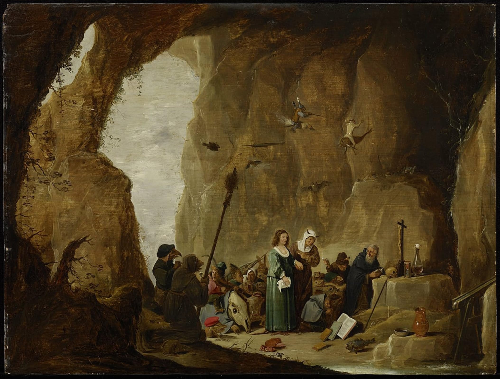 ARTXLXXBN Famous Painting Canvas Artwork Graffiti Print the Temptation by David Teniers the Younger Portrait Canvas Image for Home Decor 60x90cm