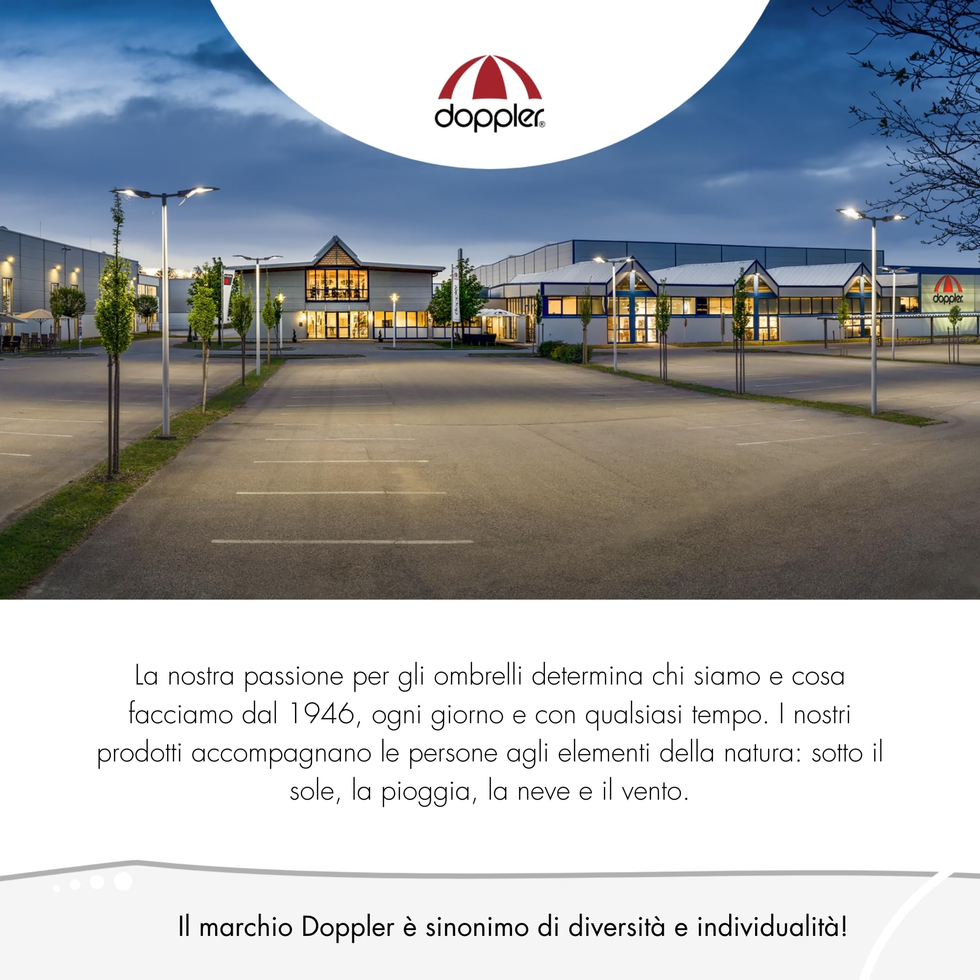 Doppler Ombrellone Rettangolare 220×140 cm in Alluminio – da Giardino con manovella, inclinabile, per Balcone e terrazza, Protezione UV 80+