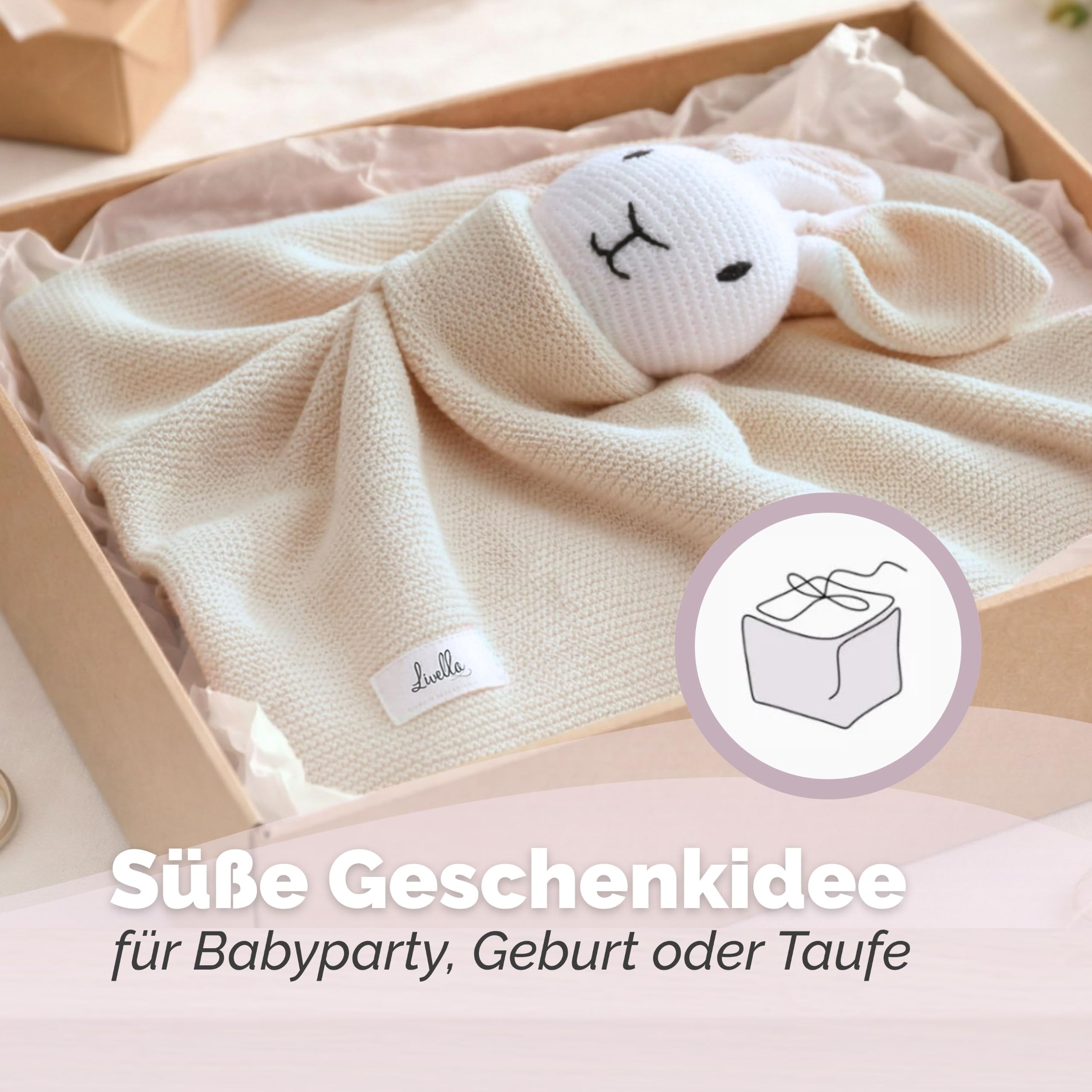 Livella 2-in-1 Babydecke & Kuscheltuch Hase – 75x100 cm, 100% Bio-Baumwolle