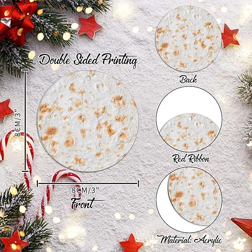 Miniatura 3 de WoGuangis Tortilla mexicana novedosa ornamento de Navidad de acrílico, adorno de Navidad para decoración de árbol de Navidad, tortilla de burrito,