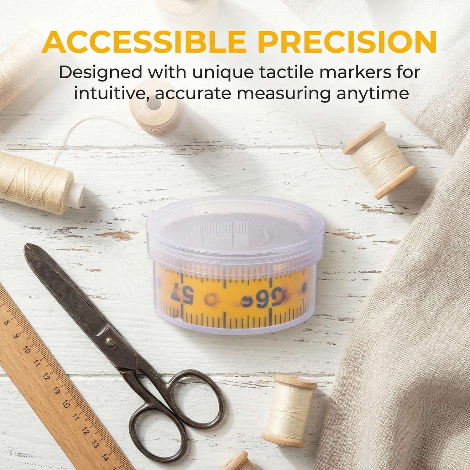 2Pcs Braille Tape Measure: Braille Measuring Equipment Soft Ruler, 150cm/5ft Tactile Ruler Tool for Vision Impairment Aid, Flexible Tape for Craft, Sewing