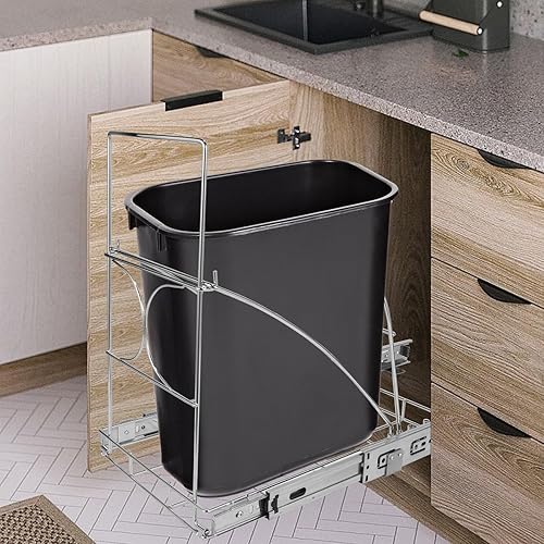 Miniatura 1 de oxinyra Bote de basura extraíble debajo del gabinete, cubo de basura para debajo del fregadero, cubo de basura extraíble para gabinetes de cocina,