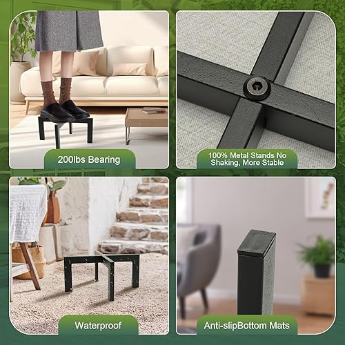 Miniatura 2 de Soportes de metal para plantas para interiores y exteriores, soporte corto de alta resistencia para macetas de 5 a 12 pulgadas, paquete de 123