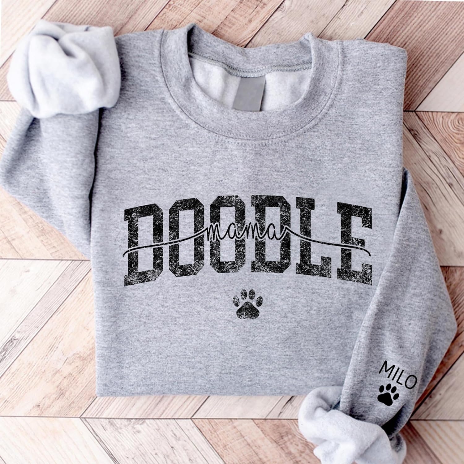 Personalized Doodle Mama Sweatshirt, Custom Dog Mom Sweatshirt with Dog Name on Sleeve, Doodle Gifts for Women, for Dog Owners, Unique Doodle Gifts for Dog Moms - Image 4