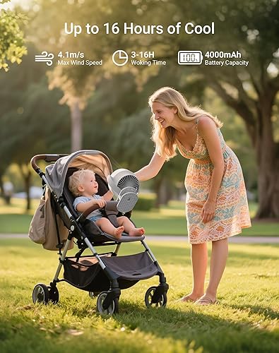 Miniatura 8 de Ventilador de escritorio portátil, ventilador USB recargable con clip con control de precisión de 100 niveles y táctil LED, rotación de 360, ideal