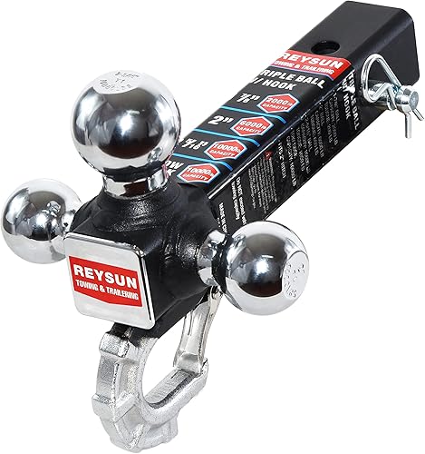 Miniatura 4 de Enganche de remolque de tres bolas con gancho, enganche táctico de bola de remolque, se adapta al receptor de enganche de 2 pulgadas, bolas triples
