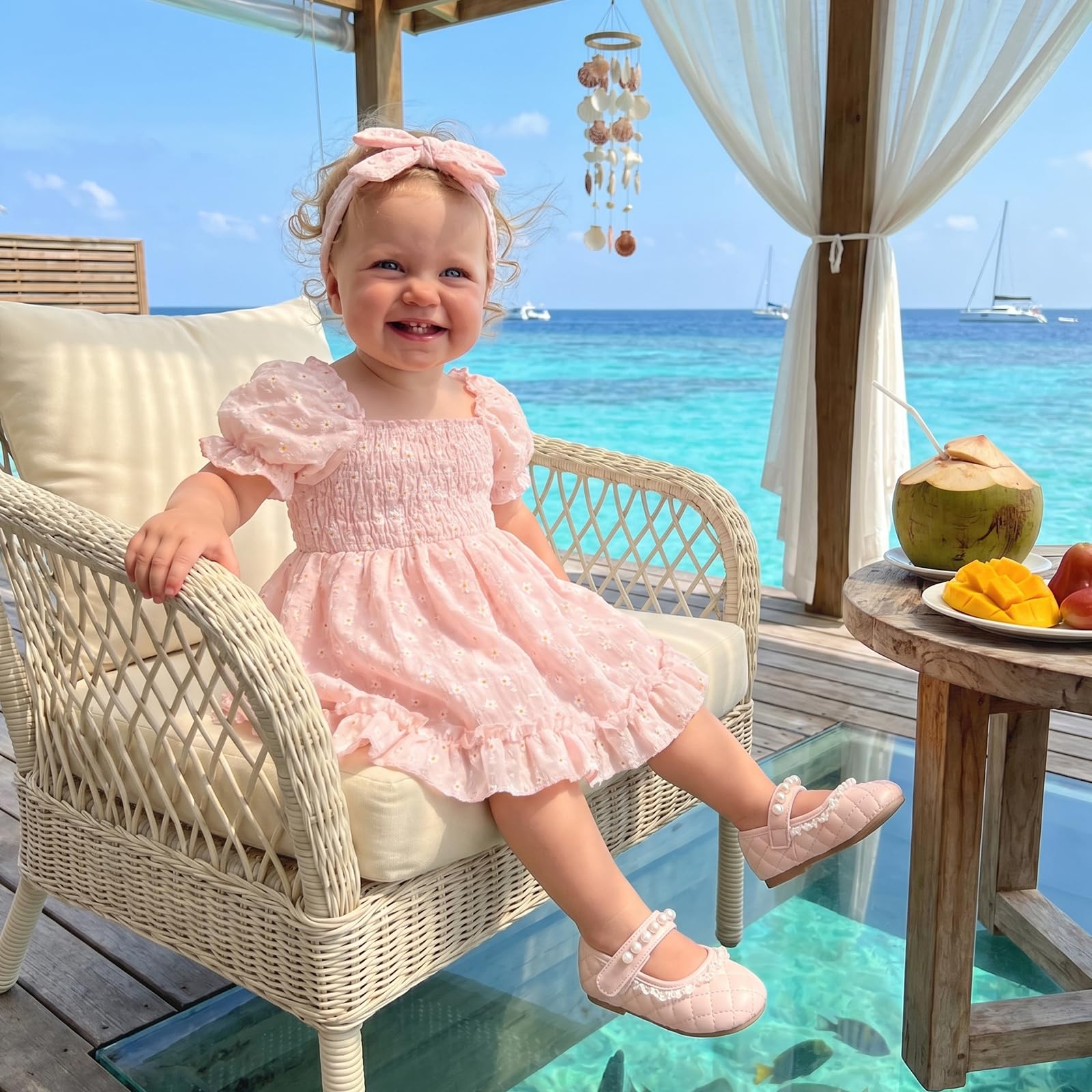 Baby Mädchen Kleidung Set Kleinkind Sommer Kleid Kurzarm Blumen Stickerei Bodysuit + Schleife Stirnband Set Niedliche Freizeitkleid Prinzessin Outfits