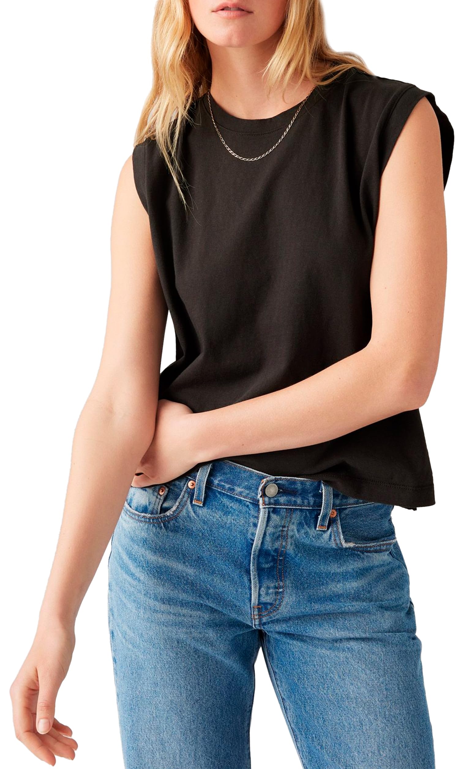 Levi's Women's Boxy Tank Top, Caviar Slub, XS