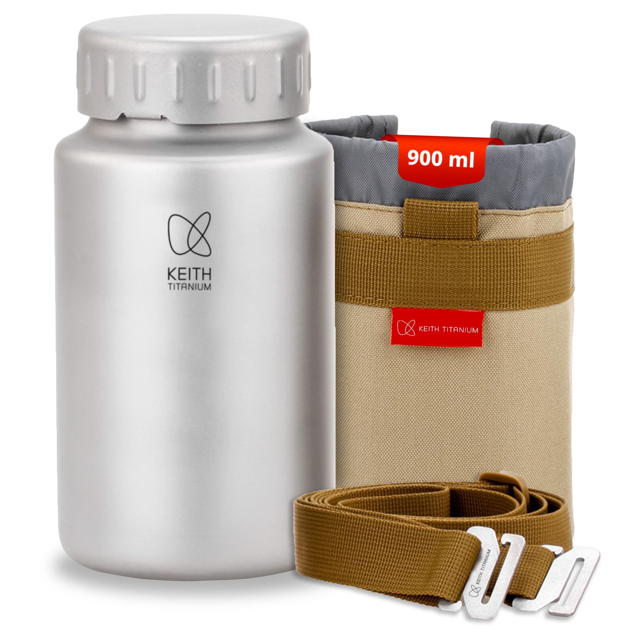 Keith Titan Bouteille d'eau de sport – Bouteille isotherme étanche avec couvercle isolé pour la randonnée, la salle de sport et les aventures en plein air, bouteille d'eau isolée (900 ml)