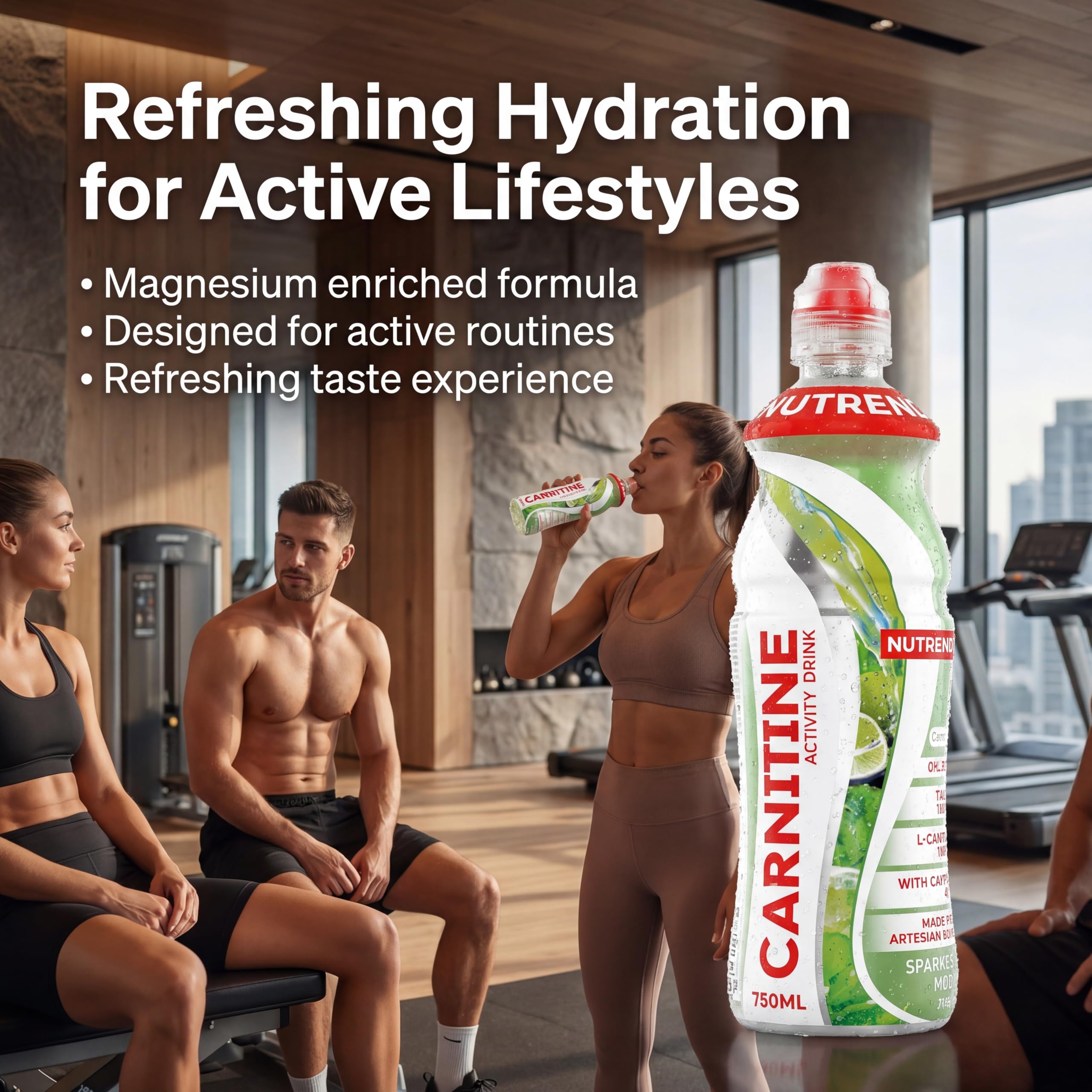 Nutrend Carnitine Magnesium Drink Mojito Geschmack 750 ml 8er Pack – Energie- und Hydrationsgetränk