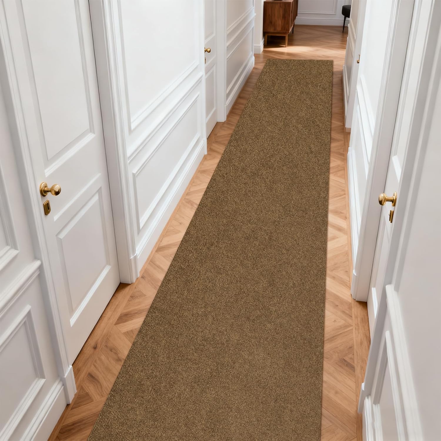 jxgzyy Extra Long Hallway Runner Rug, 3x16 Foot Commercial Carpet Runner, Non-Slip Entrance Floor Mat for Narrow Halls, Stairs, and Entryways, Coffee