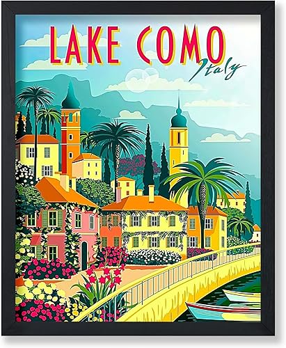 Poster Master Póster de viaje Arte de pared vintage del lago Como Italia Decoración de pared retro floral colorida Póster de arte de pared sin Poster Master Póster de viaje Arte de pared vintage del lago Como Italia Decoración de pared retro floral colorida Póster de arte de pared sin