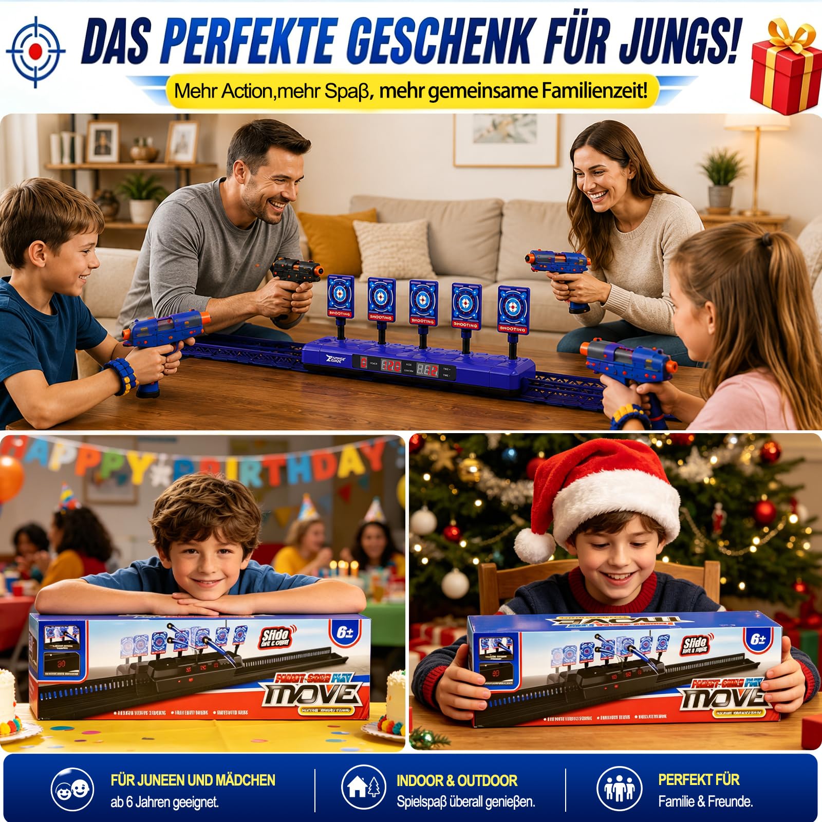 Zielscheibe Beweglich für Nerf, Digitale Elektronische Zielscheibe Set mit 5 Zielen,4 Modi,LCD-Score-Anzeige,Auto Reset Licht & Sound
