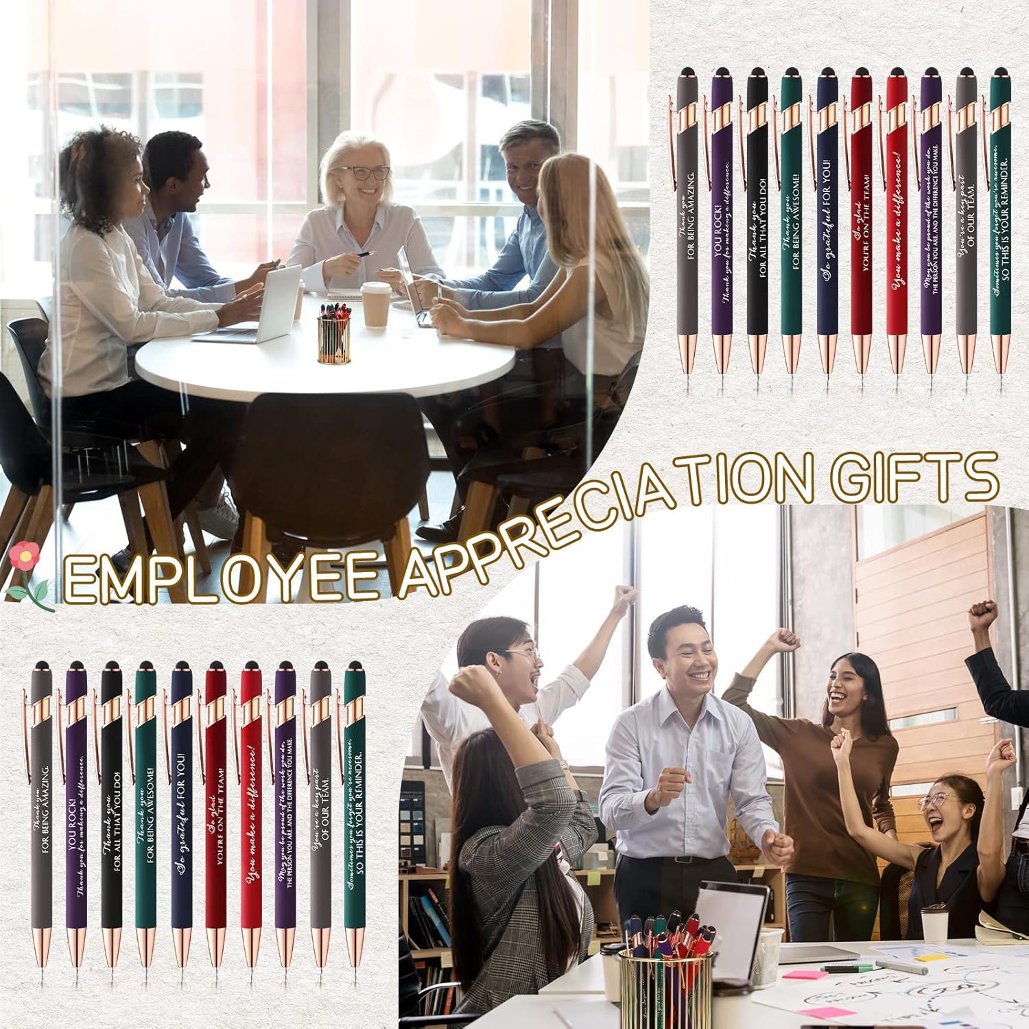 Fuutreo Inspirational Pens Bulk Thank You Gifts Motivational Quote Screen Touch Black Ink Ballpoint Pens for Employee Coworkers Team Appreciation Gifts(50 Pcs) - Image 7