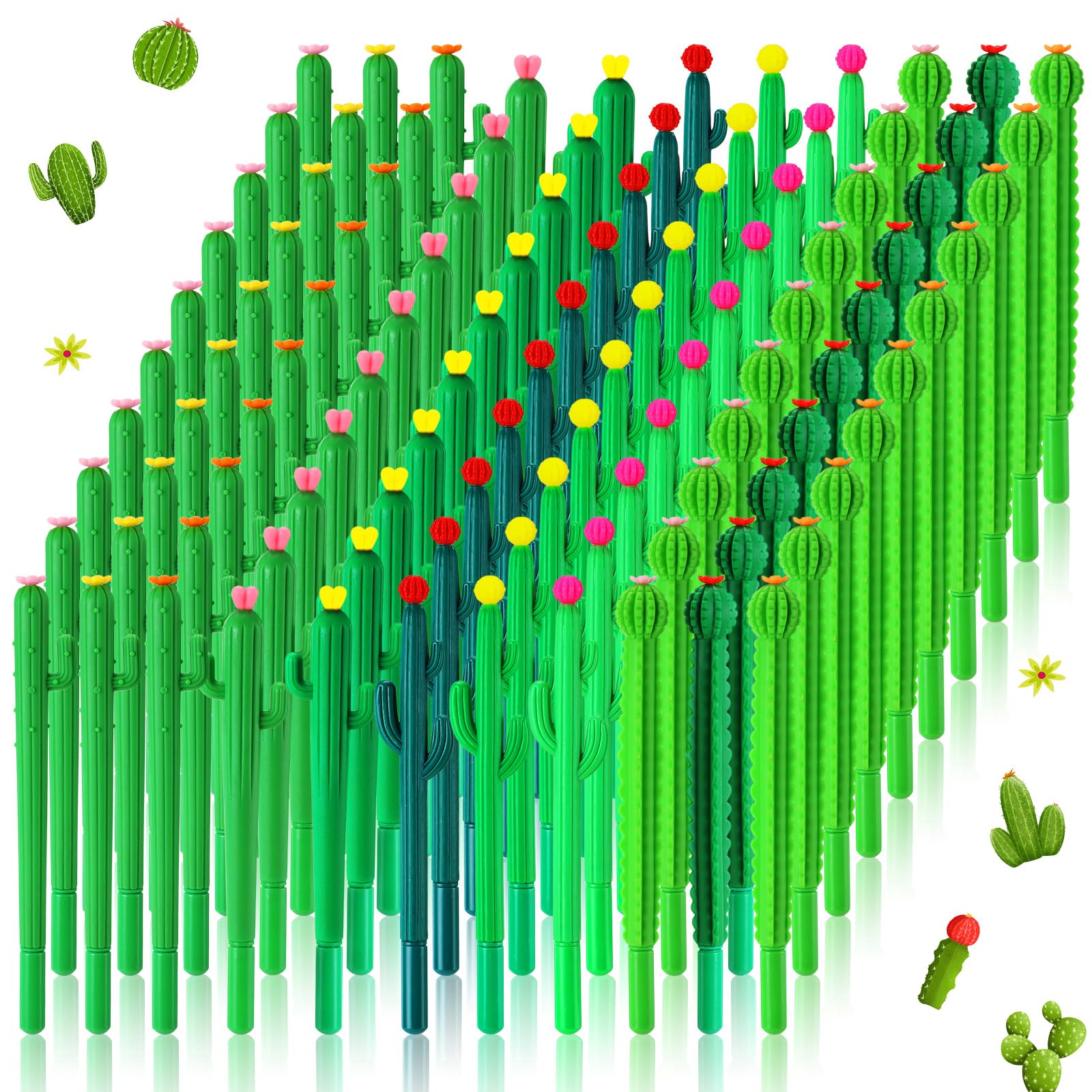 AmazingSpark 300 bolígrafos de cactus a granel para fiestas, bonitos bolígrafos de tinta de gel de 0.5 mm para regalo de regreso a clases, suministros de verano en casa y oficina