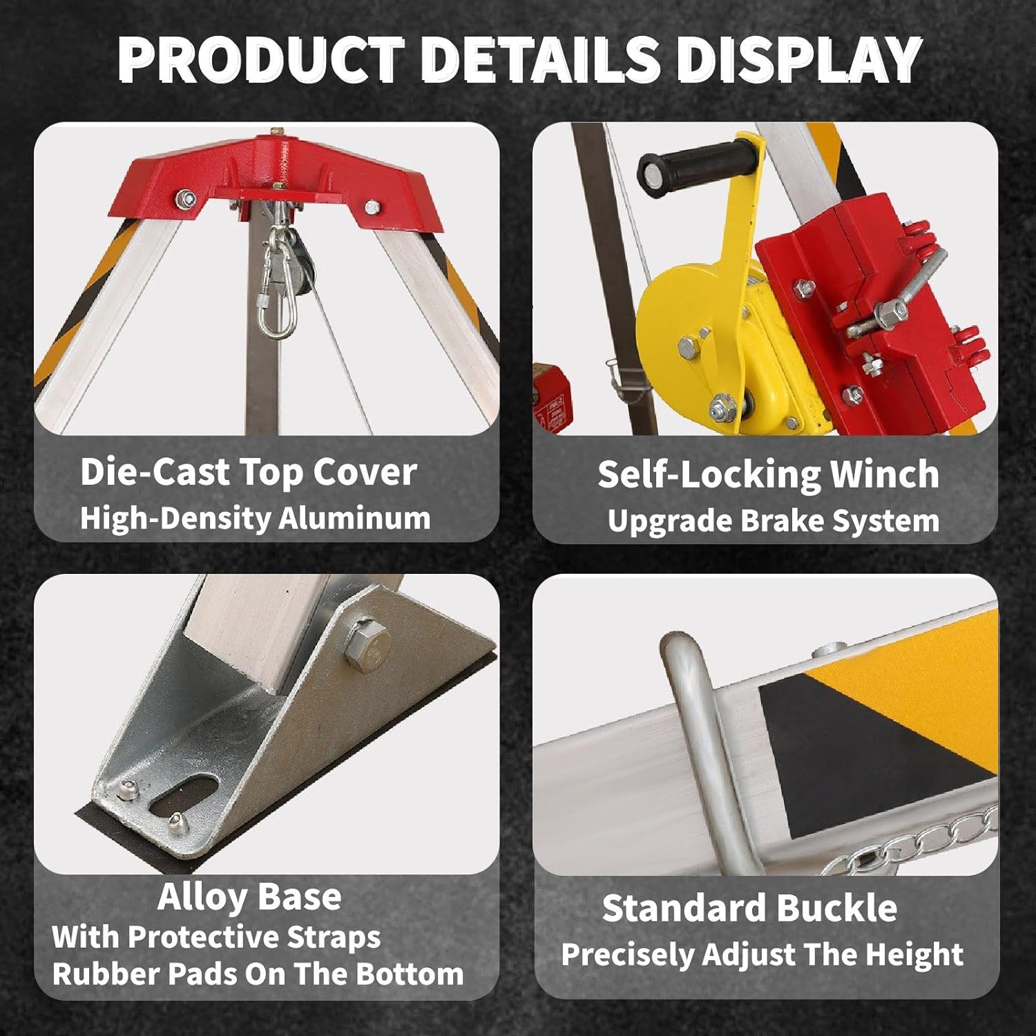 Confined Space Rescue Tripod Kit - 7' Adjustable Legs, 1200lbs Winch, 99' Cable, 32.8' Fall Protection - Safe Access for Industrial Work & Emergency Rescue