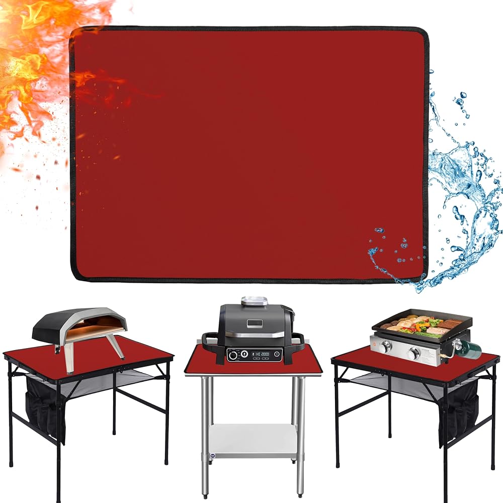 Heat Resistant Mats for Countertop fits Tabletop Grill, 25x19x0.04in, Red
