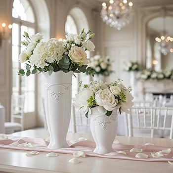 Amazon.com: hjn White Ceramic Vase- French Flower Vase for Decor