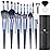 Makeup Brush Set, 17PCs Makeup Brushes with Foundation Eyebrow Blending Concealer Blush Eyeshadow Contour Lash Powder Brush, Make Up Brushes Kit with Organizer Travel Case (Medium, Blue)