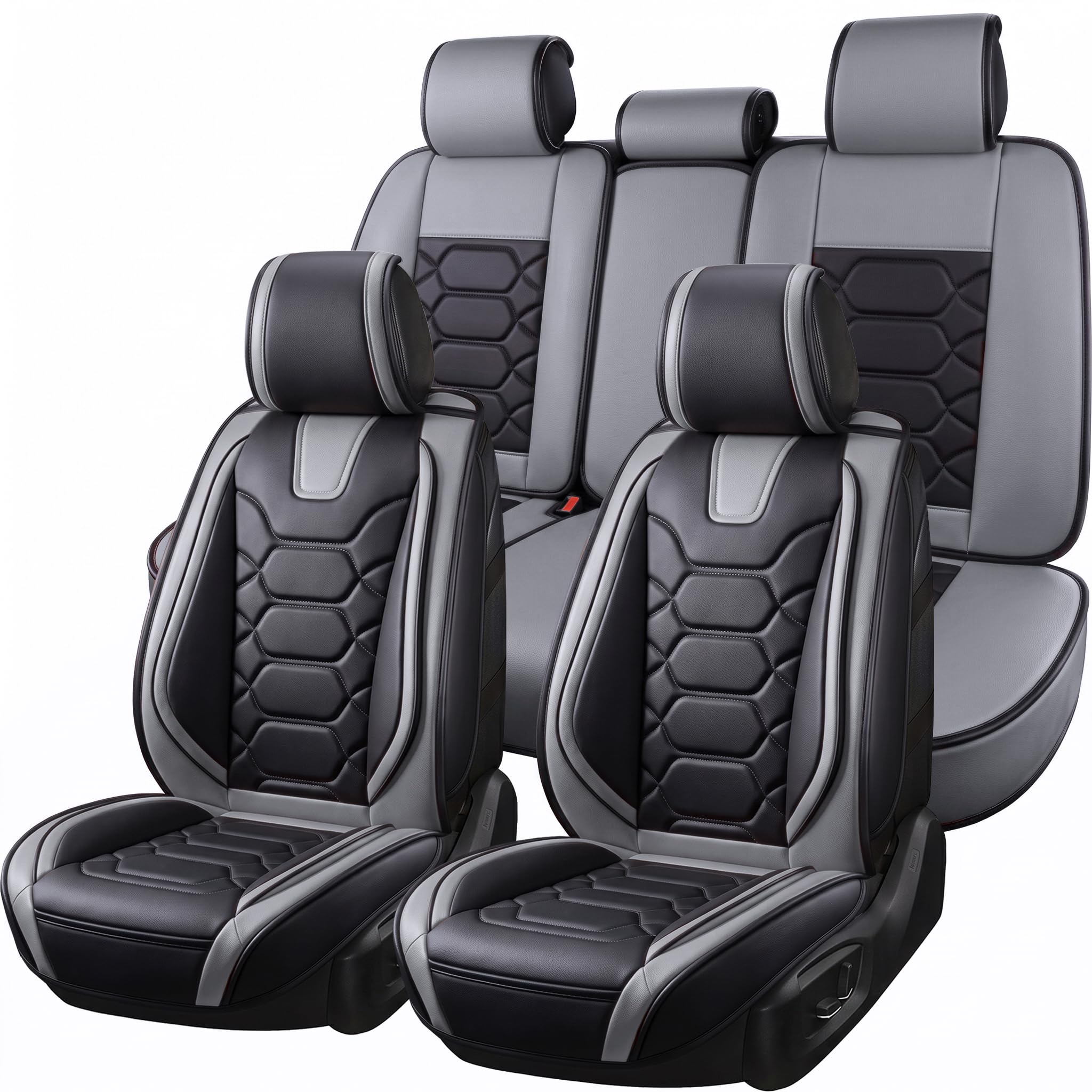 OASIS AUTO Car Seat Covers Full Set, Waterproof Faux Leather Seat Covers for Cars Universal Fit for SUV, Truck, Sedan, Black Premium Car Seat Protector with Front & Back Cushions — Amazon image 18