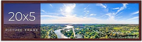 Marco de fotos de madera maciza marrón de 20 x 5 pulgadas de ancho de 0.75 pulgadas  Profundidad del marco interior de 0.5 pulgadas  Marco de fotos
