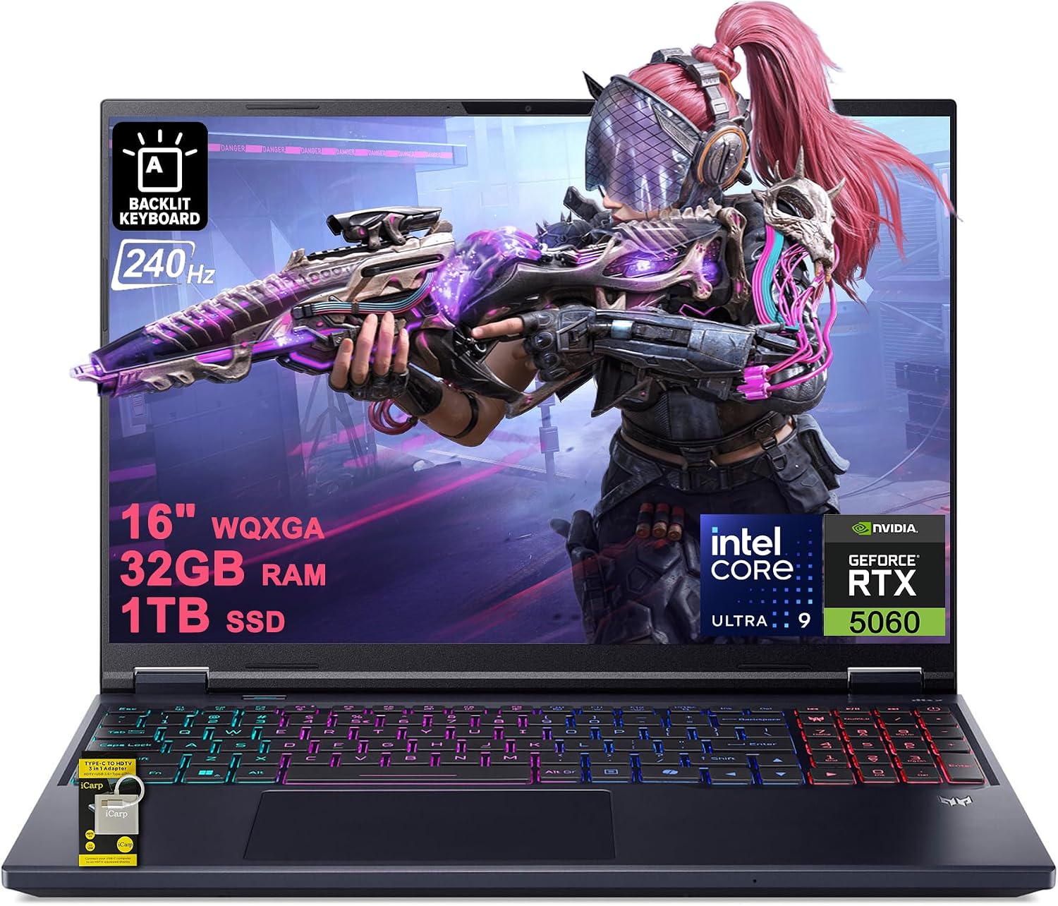 Predator Helios Neo 16S AI Gaming Laptop 16" 2560x1600 OLED 240Hz 100% DCI-P3 Intel 24-core Ultra 9 275HX 32GB DDR5 1TB SSD GeForce RTX 5060 GDDR7 (Up to 572 AI Tops) RGB Backlit Win11 ICP Acc