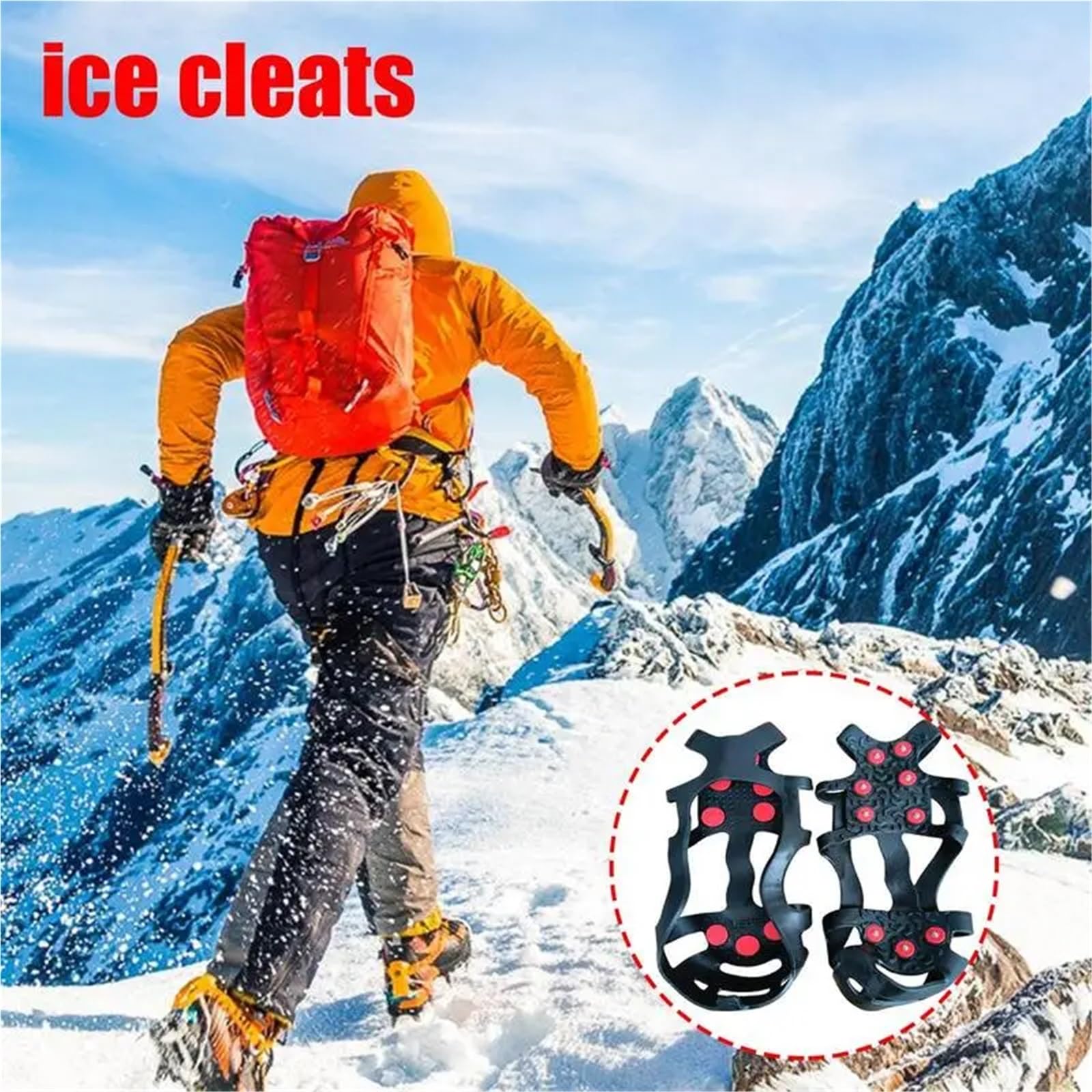 Grödel Ice Cleats Non-Slip Grips Silicone Shoe Spike for Snow and Portable Cleat for Hiking Climbing Fishing für Winterwanderungen