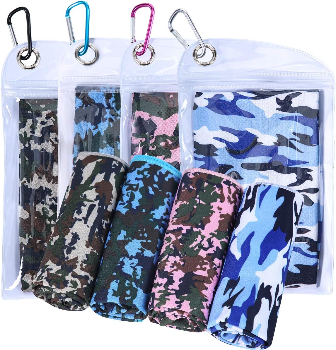 Cooling Towel [4 Pack] Workout Towel Sport Towels Microfiber Towel Fast Drying Super Absorbent Ultra Compact Cooling Towel for Sports Workout Fitness Gym Yoga Pilates Travel & More