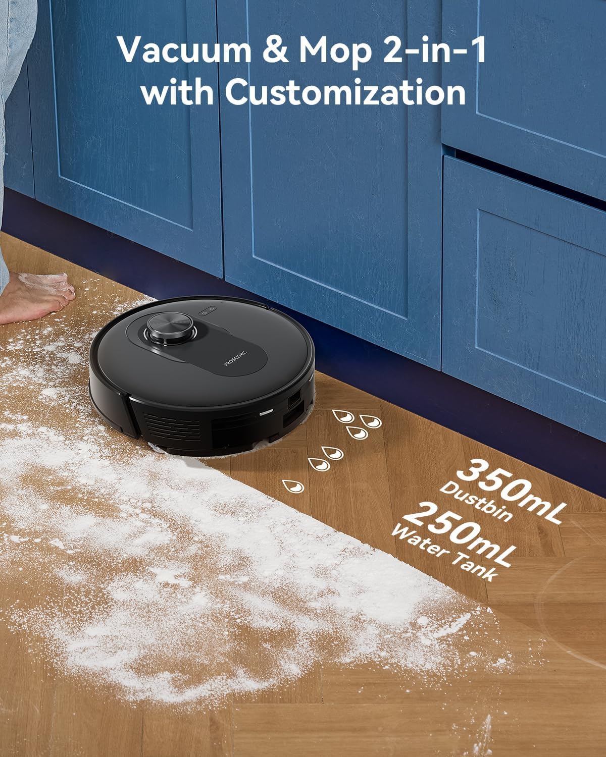 Proscenic Q8 Max Robot Vacuum and Mop with Self Emptying for 60 Days, 5,000 Pa Suction, LiDAR Navigation with Home Mapping, 200 Min Run, Auto Self-Charging, WiFi APP Control for Floor