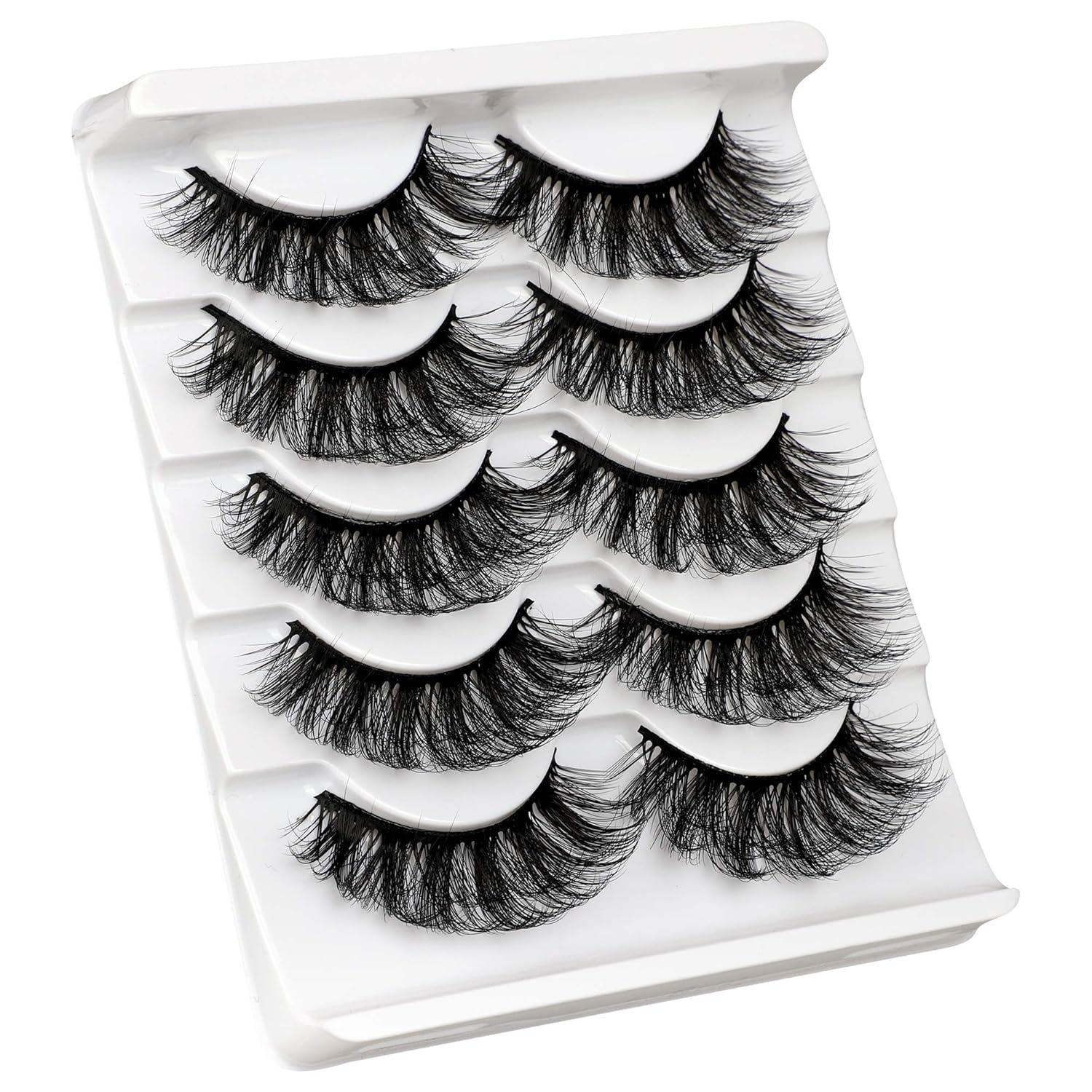 ALICROWN Mink Lashes Faux Wispy Natural Volume Lashes Pack 5D Fluffy Crossed False Eyelashes Full Handmade 5 Pairs Lashes : Beauty & Personal Care