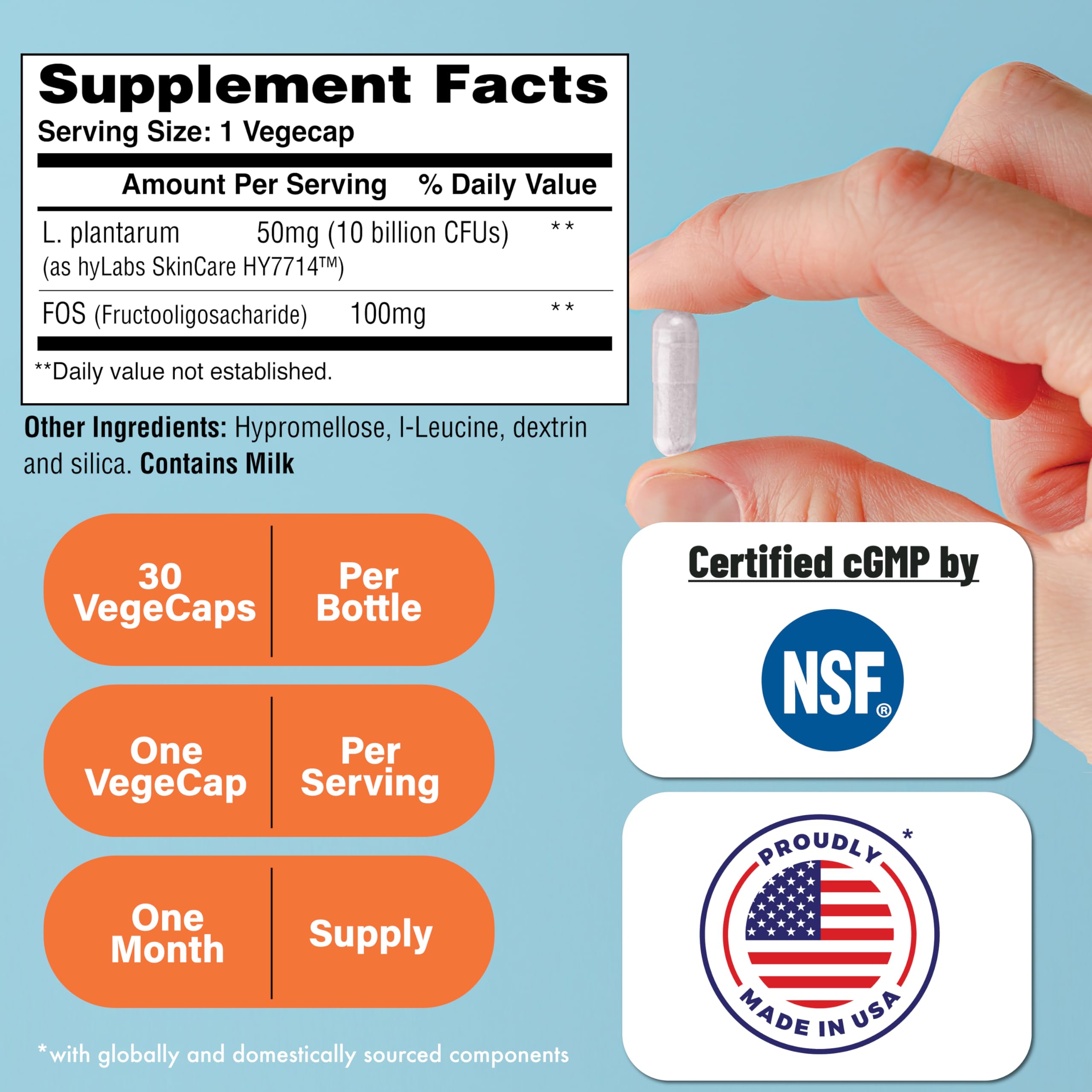 Health Thru Nutrition Skineu - Probiotic + Prebiotic | Supports Skin Hydration & Elasticity | Clinically Studied Ingredients | 3rd Party Tested, Non-GMO & Gluten-Free | 30 VegeCapsules — Amazon image 2