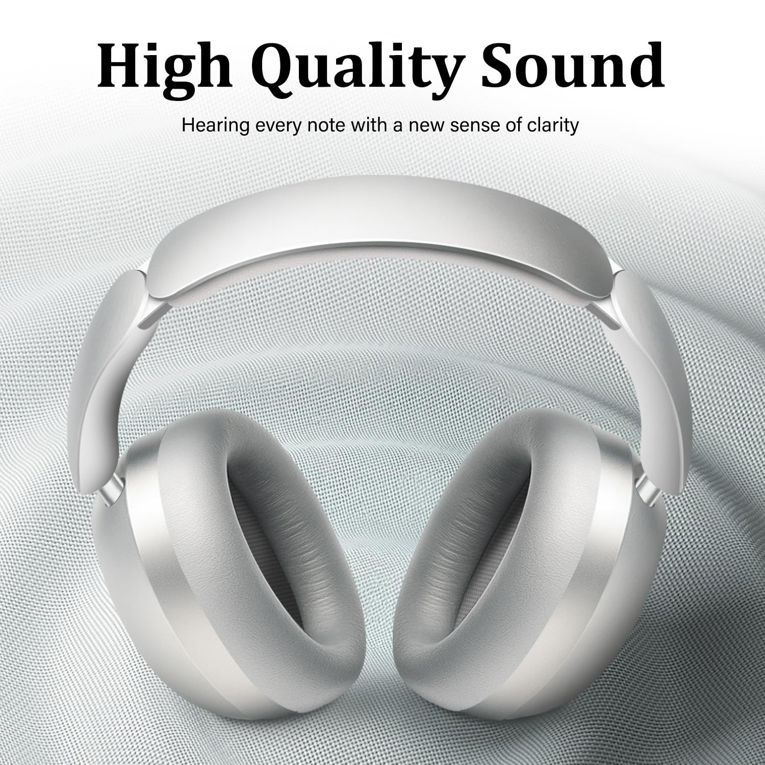 Wentronic Y04 - Cuffie over-ear wireless Bluetooth 5.3 con cancellazione attiva del rumore e suono ad alta risoluzione, 48 ore di riproduzione, morbidi padiglioni auricolari - viaggi, ufficio e casa