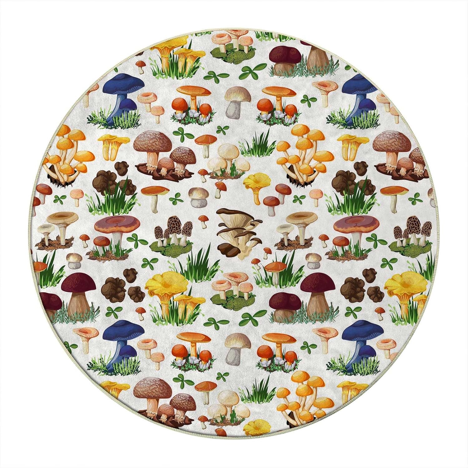 Round Rug 39 in Mushroom Rolling Chair Mat Multicolor