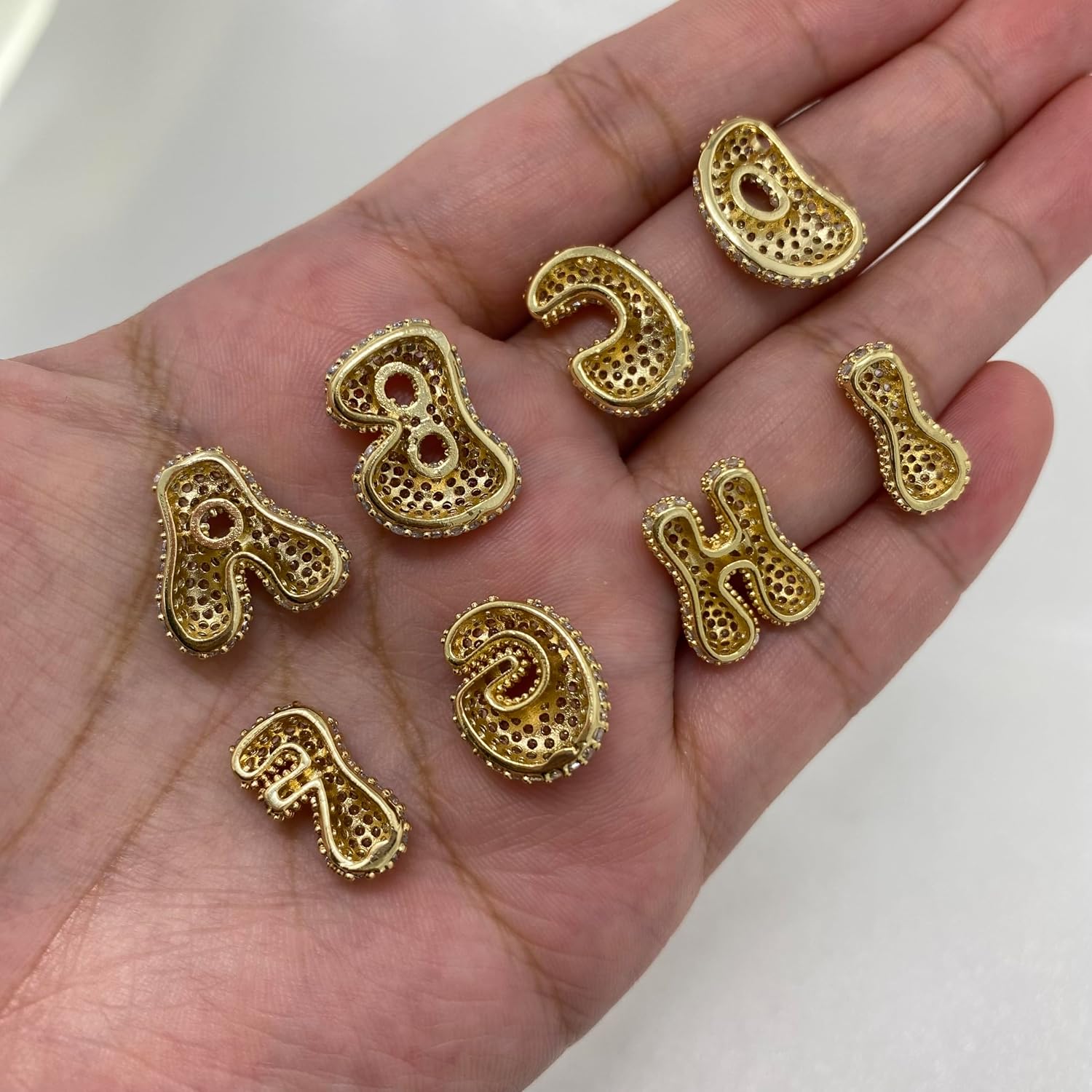 LIU JUN Bubble Letter Necklace Gold For Women, Cubic Zirconia Balloon Initial Alphabet Pendant 18k Gold Plated Dainty Statement Gift Jewelry image 2