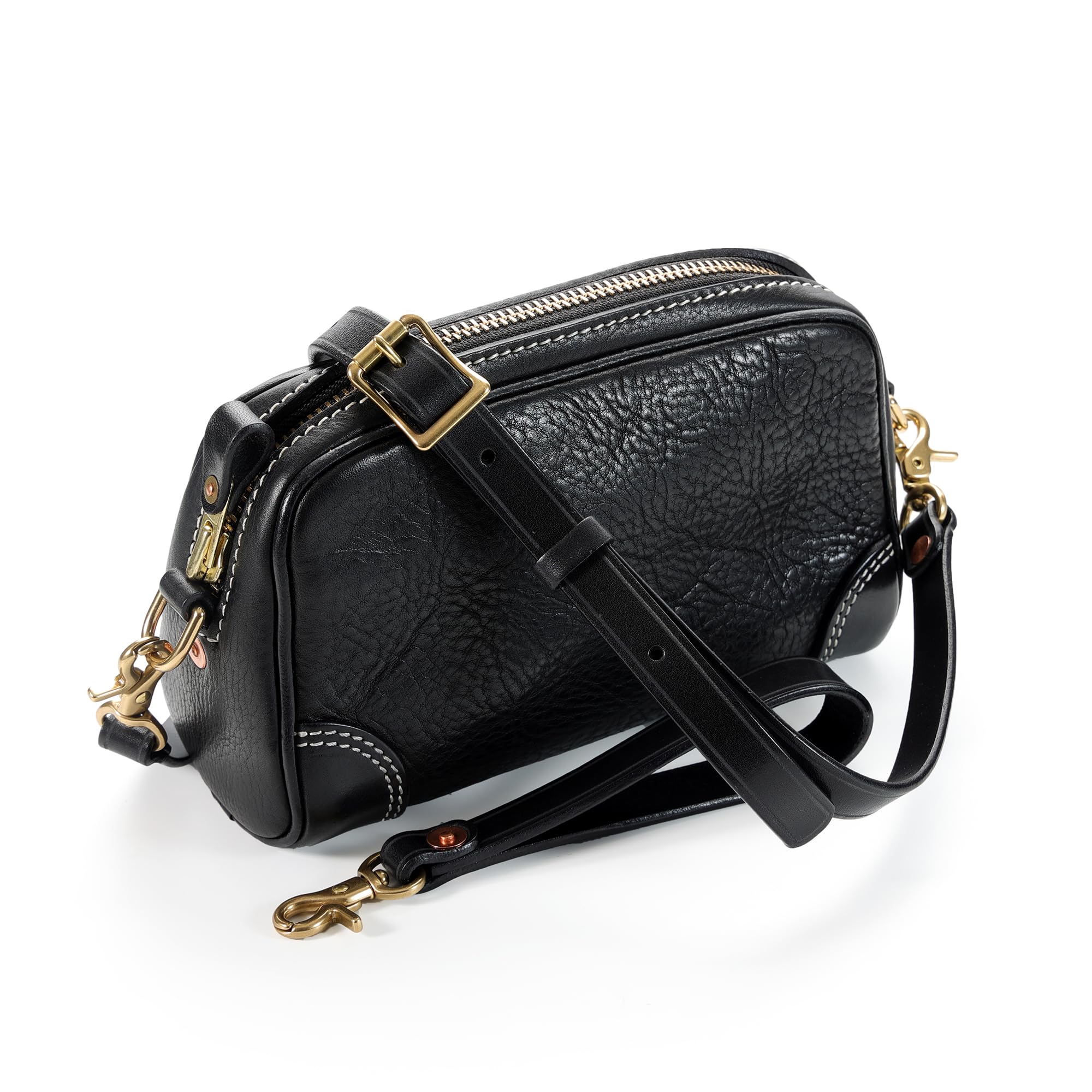 IJUN Handmade Vintage Small Crossbody Purse for Women - Full Grain Vegetable Tanned Cowhide Leather Wristlet Bag S