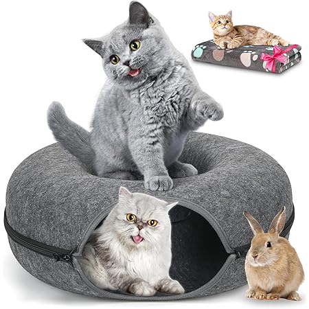 Cat Beds Donut Cat Tunnel Bed Peekaboo Cat Cave For Large Cats Up