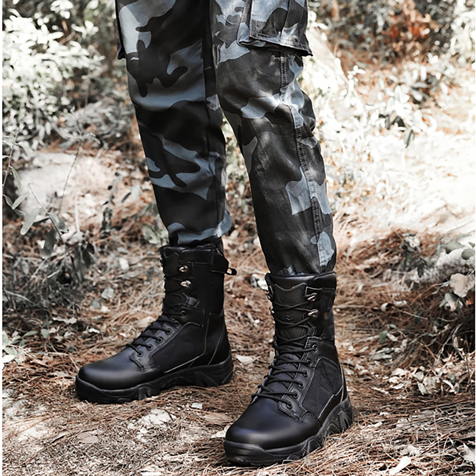 Wygwlg Herren Sommer Militär Kampfstiefel Knöchel Armee Schnürschuhe