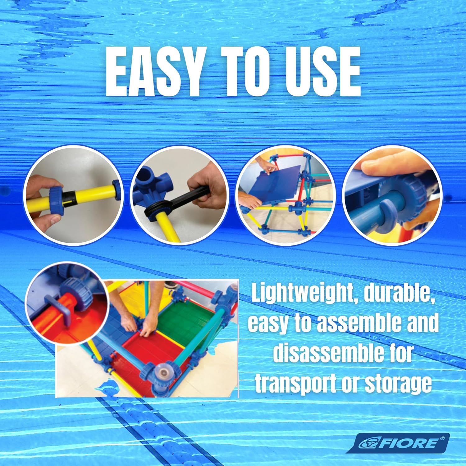 Fiore Sports Swimming Pool Platform - 33" L x 33" W x 19" H - Safety for Kids & Pets | Elevate Pool Bottom for Learning to Swim | Essential Toddler Pool Accessories