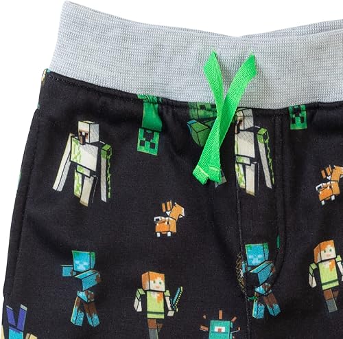 Miniatura 8 de Minecraft Mobs Creeper Steve Alex - Paquete de 2 pantalones deportivos de forro polar para niños pequeños a grandes