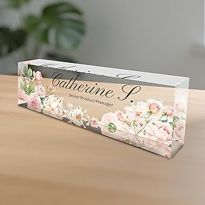 Personalized Desk Name Plate - Chic Design for Women - Thoughtful Gift for Colleagues and Professionals in Any Workplace