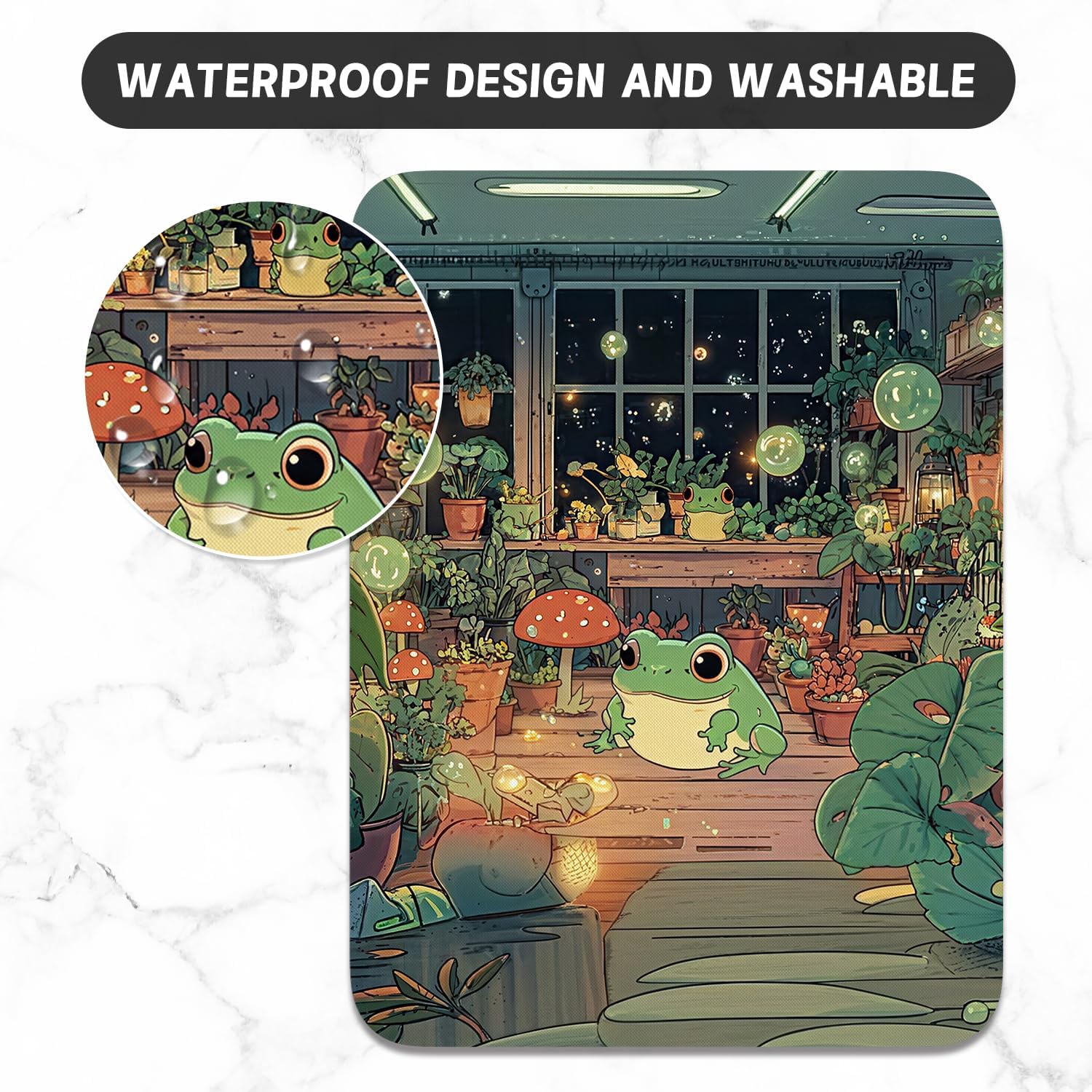 Small Mouse Pad, Mini Mouse Pad 6 x 8 Inch, Thick Rubber Waterproof Mouse Mat, Cute Mousepad for Women Men Wireless Mouse Laptops Home Office, Frog image 5