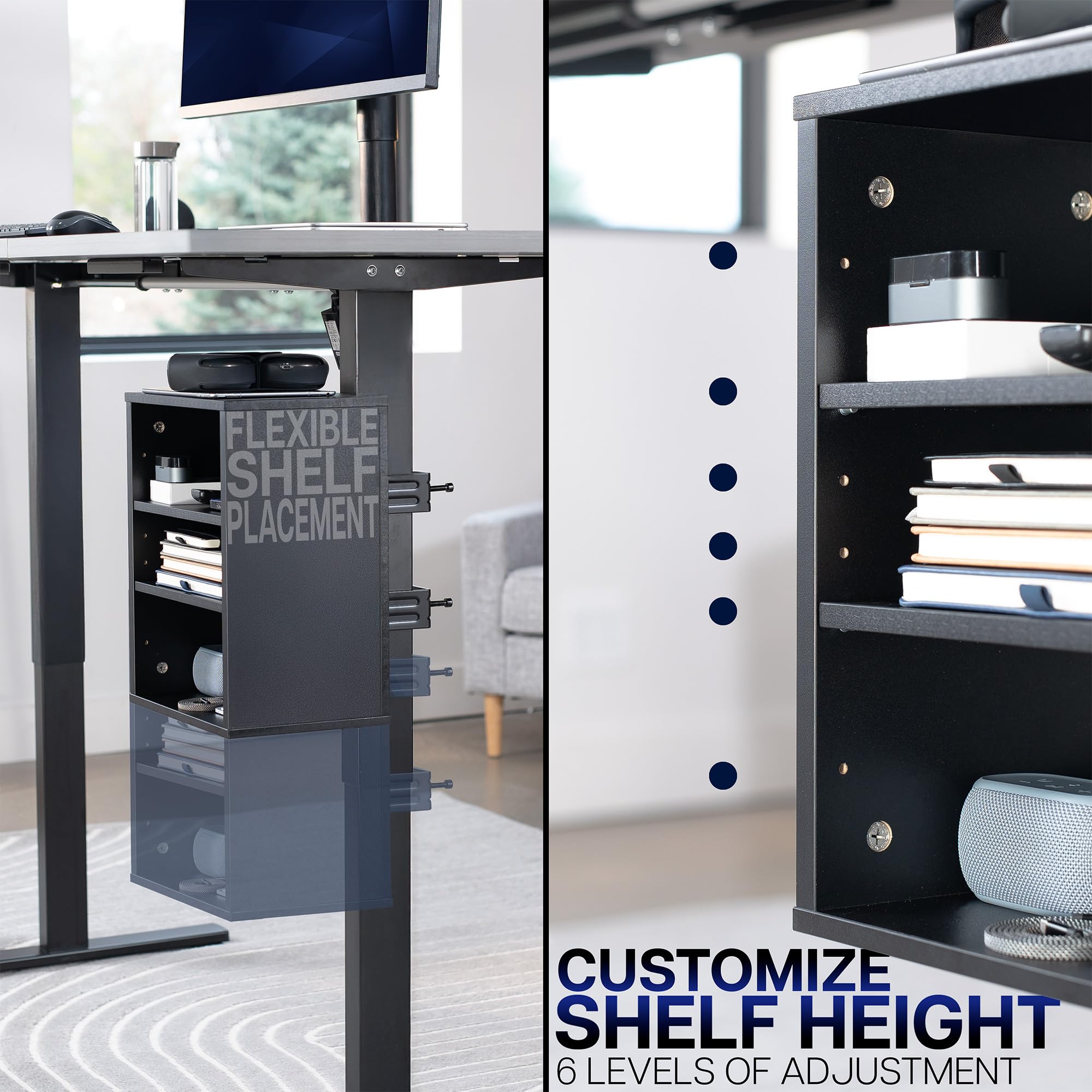 VIVO Clamp-on Under Desk Shelving Unit Office Accessory Holder for Supplies Gaming Devices and More Multi-Level Storage Shelves — view 9