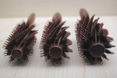 Miniatura 3 de Healthcom 3 en 1 cepillo de cerdas de jabalí natural cerdas de jabalí redondo peinado cepillo de madera peine secado pelo pelo pelo pelo pelo pelo