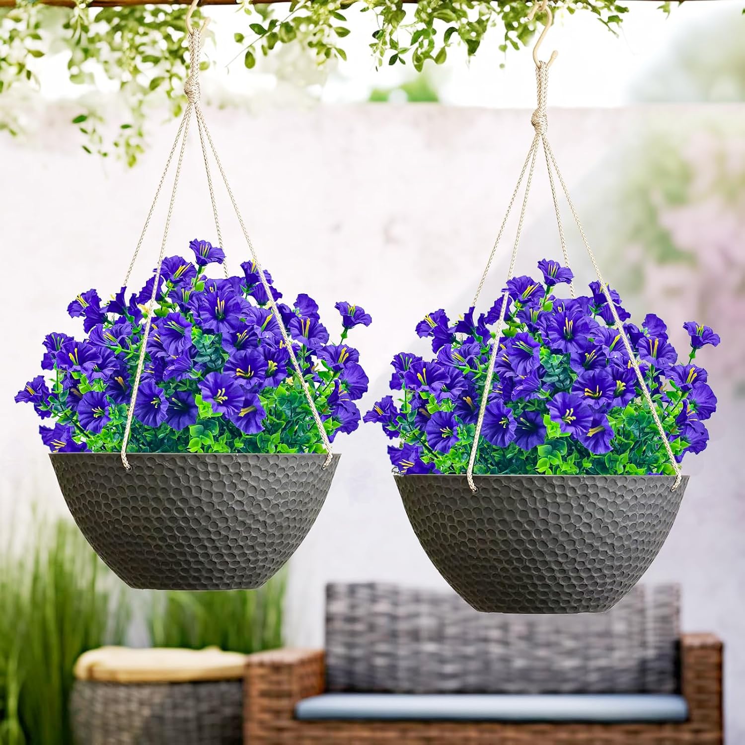 8 Bundles Artificial Fake Flowers for Outdoor - UV Resistant Fake Flowers Outdoor Faux Plastic Plants for Outside Patio,Porch,Garden Décor(Purple) - Image 5