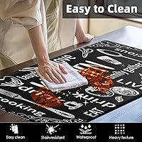 Vista 5 de Arttown - Juego de 2 tapetes antifatiga de cocina negros, con almohadillas para cuchillos y tenedores de cocina, tapete antideslizante impermeable