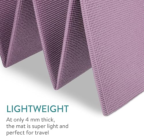 Miniatura 4 de Navaris Esterilla de yoga plegable para viajes, tapete de ejercicio de 18 de pulgada (0.157 in) de grosor para yoga, pilates, entrenamiento,